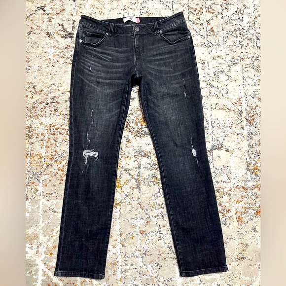CAbi Denim - CABI slim boyfriend jeans size 8 black distressed